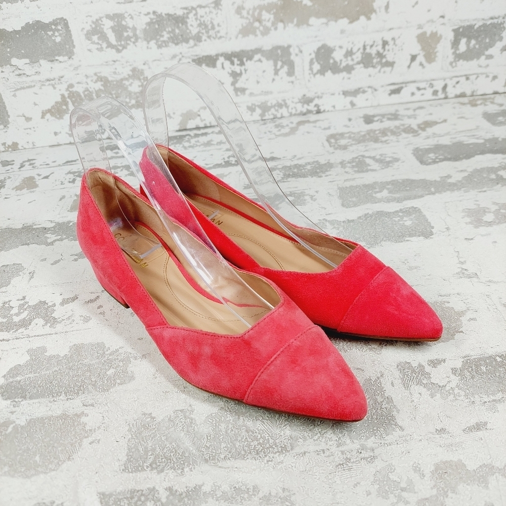 New Cole Haan Vanessa Pink Suede Flats Pointed Toe Block Heel H823 - Picture 4 of 13